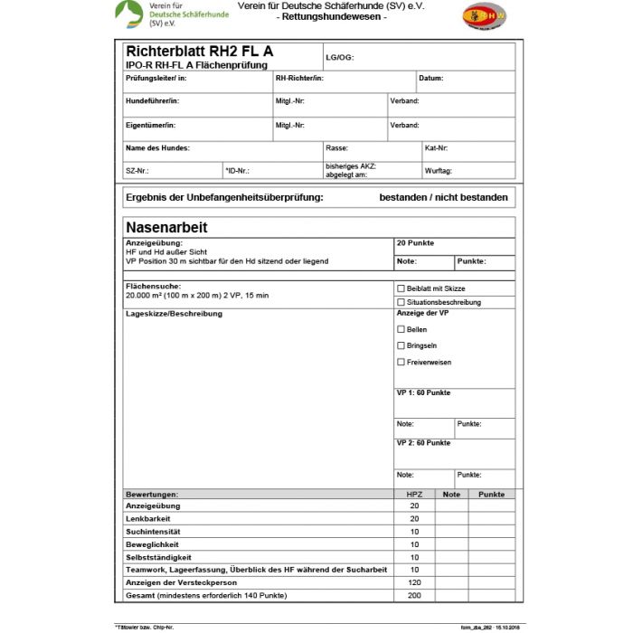 Richterblatt "RH 2 - Fährte A"