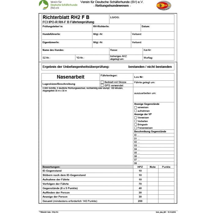 Richterblatt "RH 2 - Fährte B"