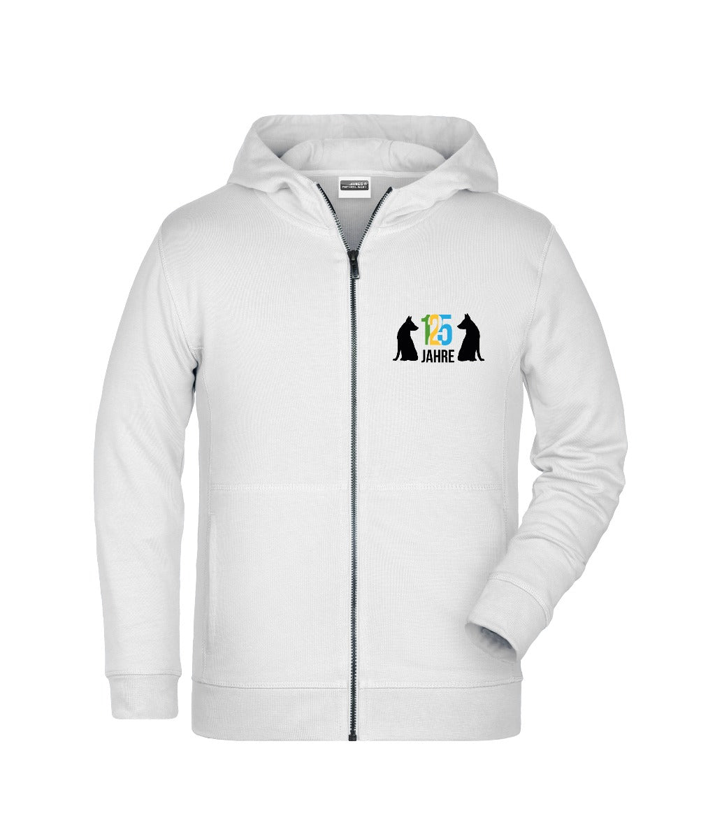 Jubiläums-Kapuzen-Sweatjacke Kinder-weiß-110/116